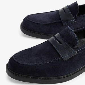 BRAND NEW Express Genuine Suede Blue Loafer Dress Shoes Size 10